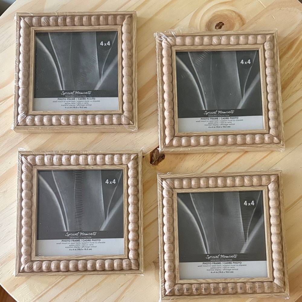 Special Moments Beaded Square Photo Frames in Light Wood Tone